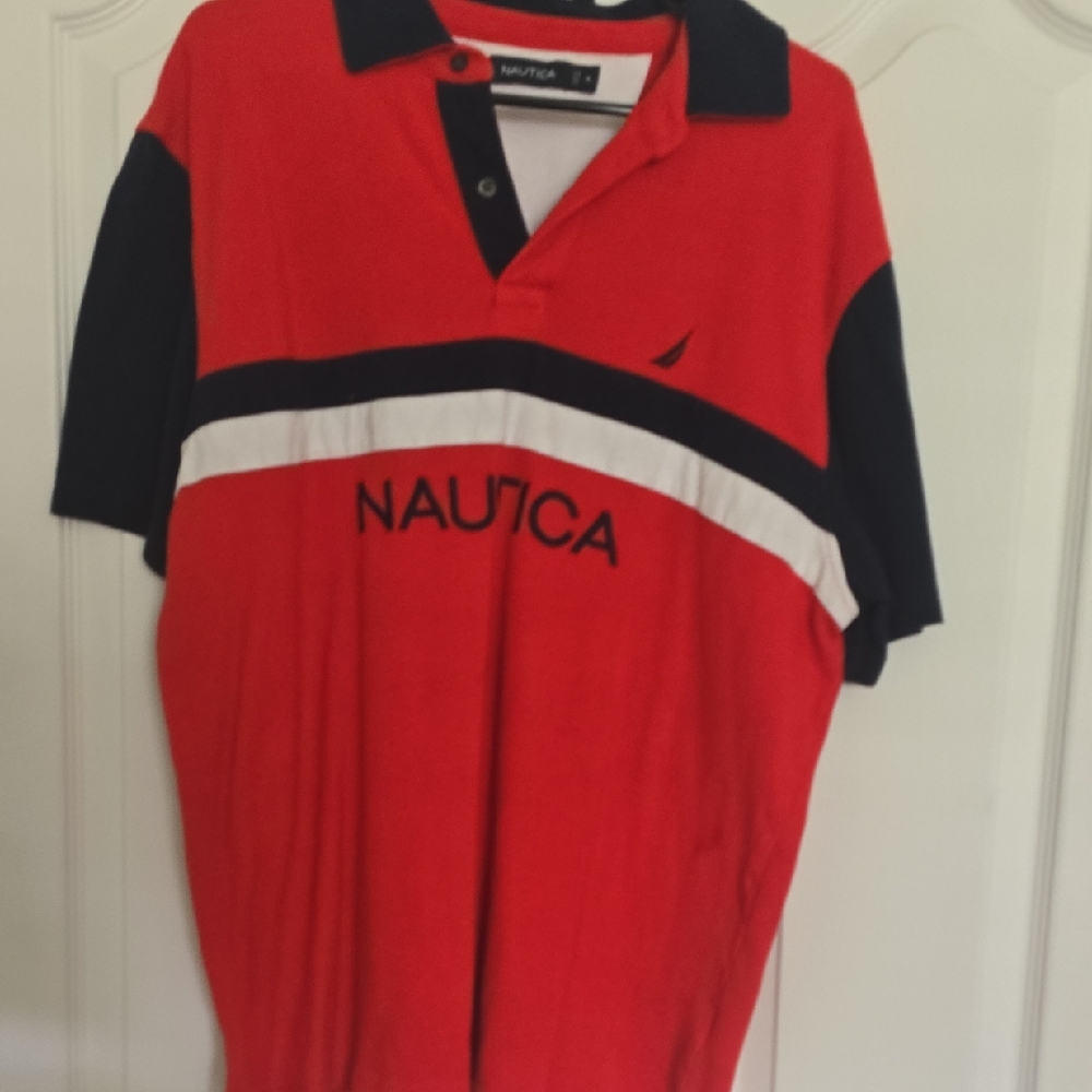 Nautica Red, Black and White Block Polo Shirt